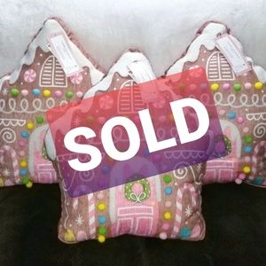 3 Gingerbread House Pillows